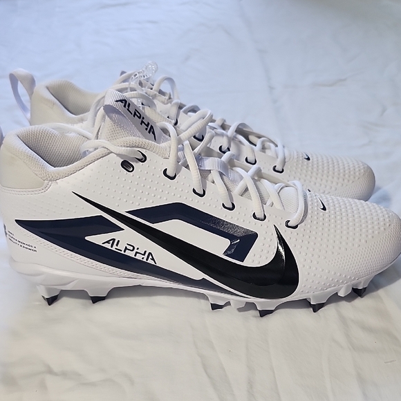 Nike Alpha Menace 4, White and Midnight Blue Men's Football Cleats - Picture 3 of 12